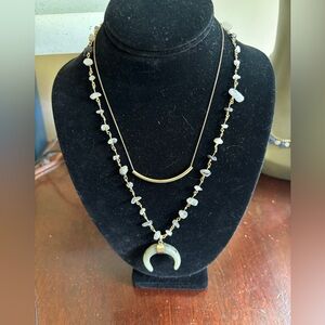 Mud Pie Gold and Cream Crescent Layering Necklace